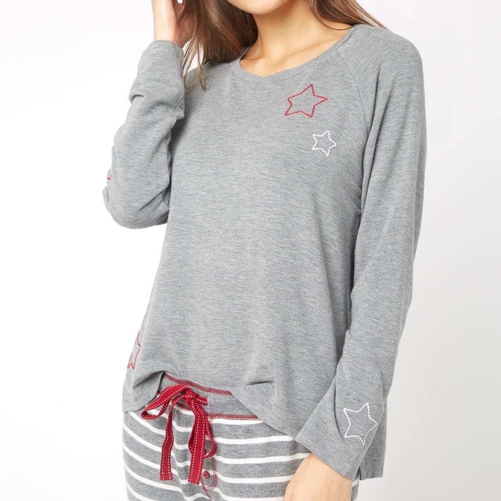 PJ Salvage Embroidered Stars Sweatshirt.